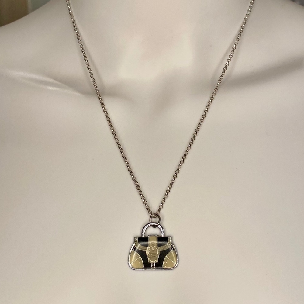 Coach Enamel Satchel .925 Sterling Silver Necklace